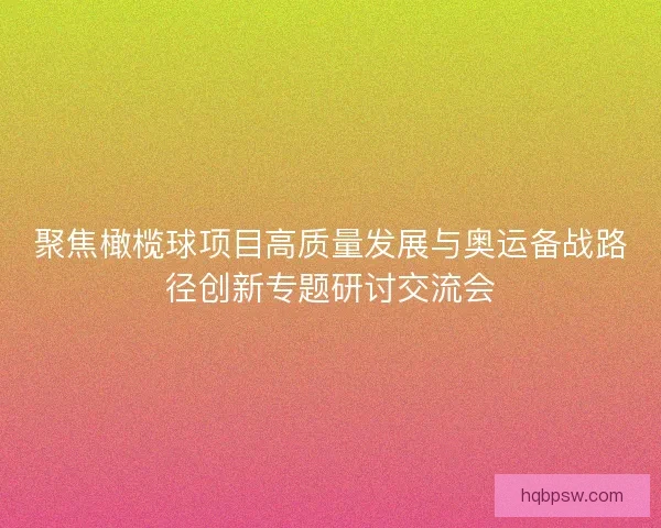 聚焦橄榄球项目高质量发展与奥运备战路径创新专题研讨交流会